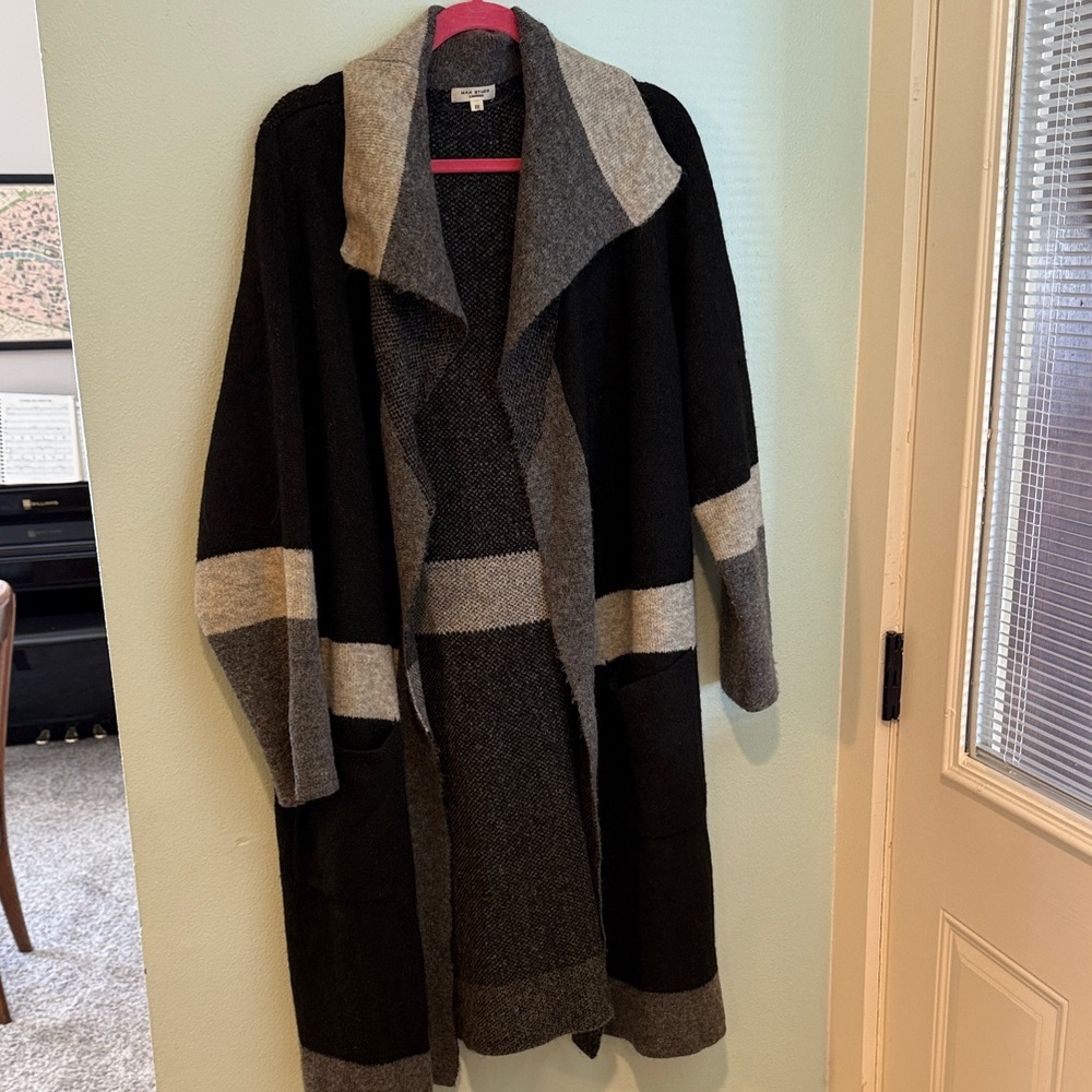 Max Studio Black and Gray Textured Coat